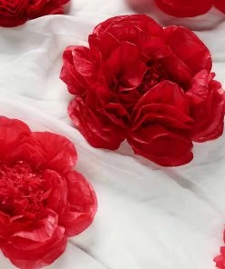 HIER_3400 Chargers & Centerpieces 6 Pack Red & Wine Giant Paper Flowers Peony Assorted Sizes - 12" | 16" | 20"