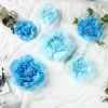 HIER_3400 6 Pack Periwinkle & Turquoise Assorted Size Paper Peony Flowers - 7" | 9" | 11"