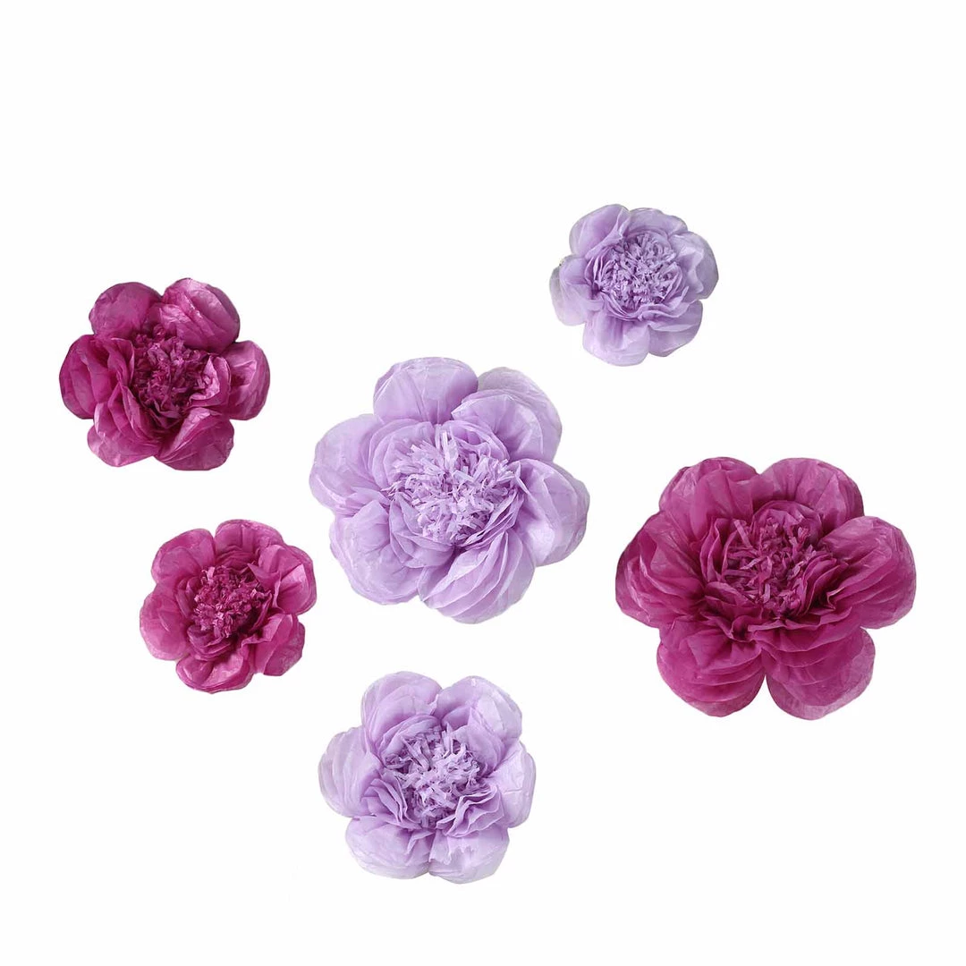 HIER_3400 Chargers & Centerpieces 6 Pack Lavender & Eggplant Assorted Size Paper Peony Flowers - 7" | 9" | 11" 11 HIER_3400 Chargers & Centerpieces 6 Pack Lavender & Eggplant Assorted Size Paper Peony Flowers - 7" | 9" | 11"