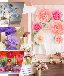 HIER_3400 Chargers & Centerpieces 6 Pack Lavender & Eggplant Assorted Size Paper Peony Flowers - 7" | 9" | 11" 15 HIER_3400 Chargers & Centerpieces 6 Pack Lavender & Eggplant Assorted Size Paper Peony Flowers - 7