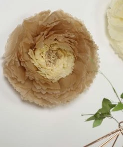 HIER_3400 6 Multi Size Pack | Carnation Taupe/Natural 3D Wall Flowers Giant Tissue Paper Flowers - 12