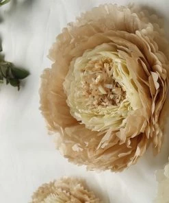 HIER_3400 6 Multi Size Pack | Carnation Taupe/Natural 3D Wall Flowers Giant Tissue Paper Flowers - 12",16",20" - Clearance SALE