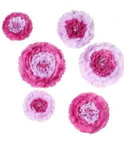 HIER_3400 6 Multi Size Pack | Carnation Lavender Dual Tone 3D Wall Flowers Giant Tissue Paper Flowers - 12