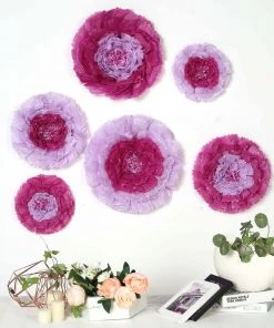 HIER_3400 6 Multi Size Pack | Carnation Lavender Dual Tone 3D Wall Flowers Giant Tissue Paper Flowers - 12",16",20" - Clearance SALE