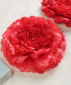 HIER_3400 6 Multi Size Pack | Carnation Red Dual Tone 3D Wall Flowers Giant Tissue Paper Flowers - 12",16",20" - Clearance SALE