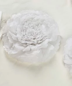 HIER_3400 Chargers & Centerpieces 6 Multi Size Pack | Carnation White Dual Tone 3D Wall Flowers Giant Tissue Paper Flowers - 12",16",20" - Clearance SALE