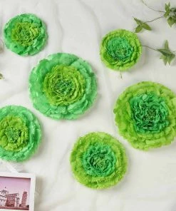 HIER_3400 Chargers & Centerpieces Pack Of 6 | Mint Green | Multi-size Carnation 3D Giant Paper Flowers | Paper Flower Backdrops Wedding Wall | 7”/9”/11” - Clearance SALE