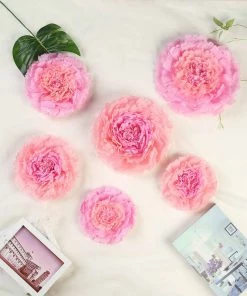 HIER_3400 Chargers & Centerpieces Pack Of 6 | Blush | Pink | Multi-size Carnation 3D Giant Paper Flowers | Paper Flower Backdrops Wedding Wall | 7”/9”/11” - Clearance SALE