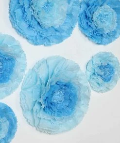 HIER_3400 Pack Of 6 | Aqua Blue | Multi-size Carnation 3D Giant Paper Flowers | Paper Flower Backdrops Wedding Wall | 7”/9”/11” - Clearance SALE Chargers & Centerpieces