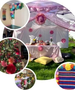 HIER_3400 6 Multi Size Pack | Carnation Lavender Dual Tone 3D Wall Flowers Giant Tissue Paper Flowers - 12