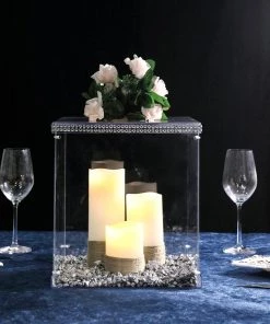 HIER_3610 Chargers & Centerpieces 12" Clear Acrylic Pedestal Risers | Transparent Acrylic Display Boxes With Interchangeable Lid And Base