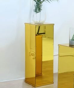 HIER_3620 32" Gold Mirror Finish Acrylic Pedestal Risers - Display Boxes With Interchangeable Lid And Base Chargers & Centerpieces