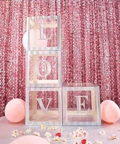 HIER_3610 Party Balloons & Accessories 2pcs Transparent DIY Balloon Boxes, Baby Shower Party Decoration Boxes - Iridescent Edges