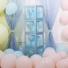 HIER_3610 2pcs Transparent DIY Balloon Boxes, Baby Shower Party Decoration Boxes - Glitter Blue Edges Party Balloons & Accessories