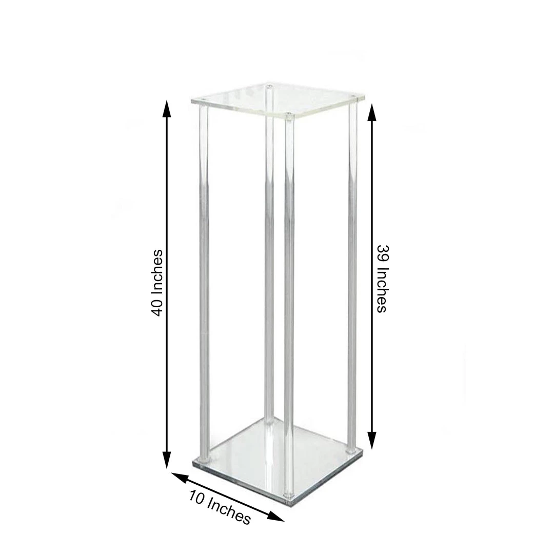 HIER_3620 40" Clear Acrylic Floor Vase Flower Stand With Mirror Base, Wedding Column 3 HIER_3620 40" Clear Acrylic Floor Vase Flower Stand With Mirror Base, Wedding Column