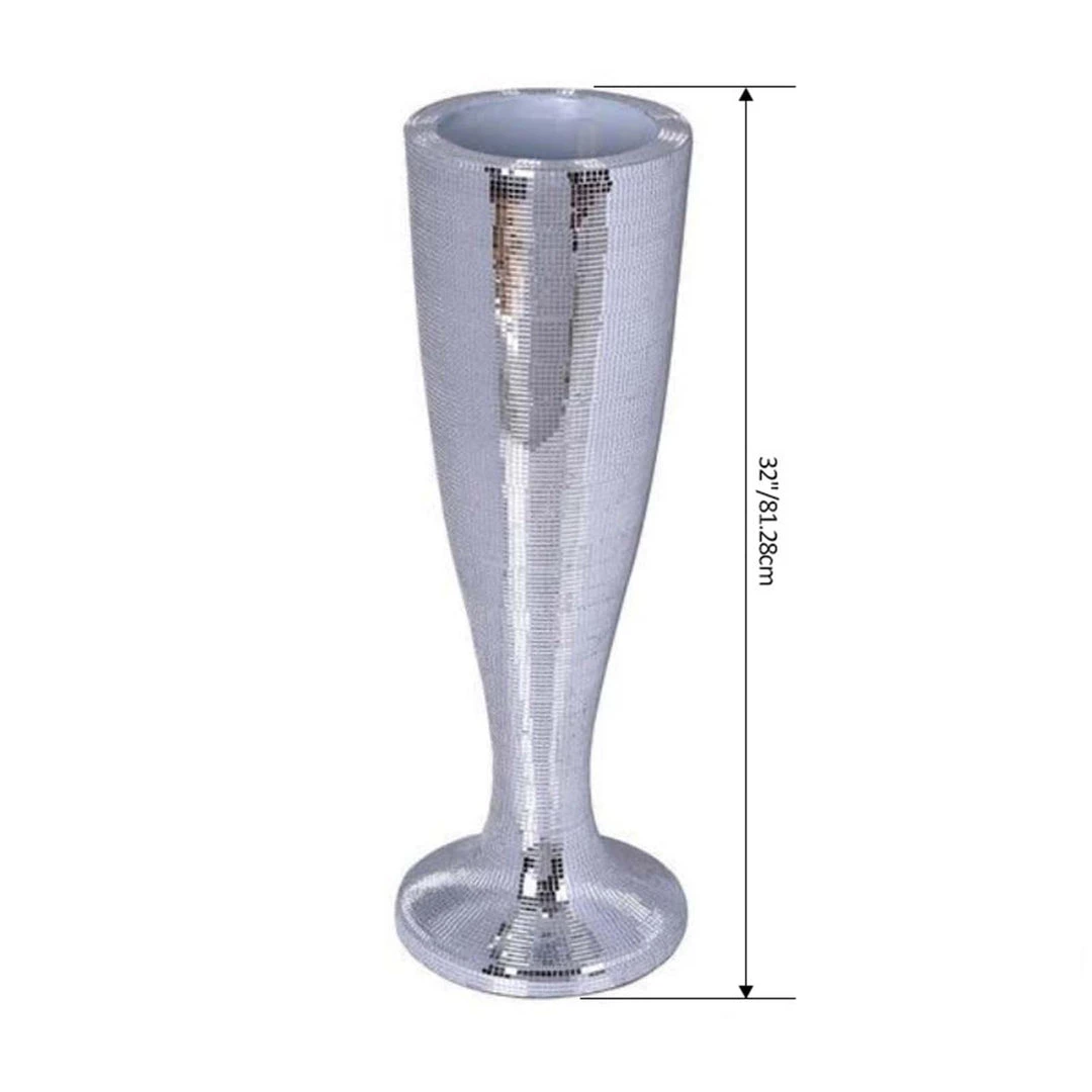 HIER_3620 Glass & Metal Floral Vases 32" Silver Polystone Trumpet Floor Mirrored Mosaic Vases 3 HIER_3620 Glass & Metal Floral Vases 32" Silver Polystone Trumpet Floor Mirrored Mosaic Vases