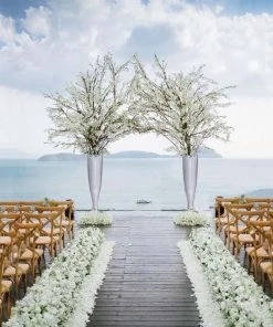 HIER_3620 Glass & Metal Floral Vases 32" Silver Polystone Trumpet Floor Mirrored Mosaic Vases 12 HIER_3620 Glass & Metal Floral Vases 32