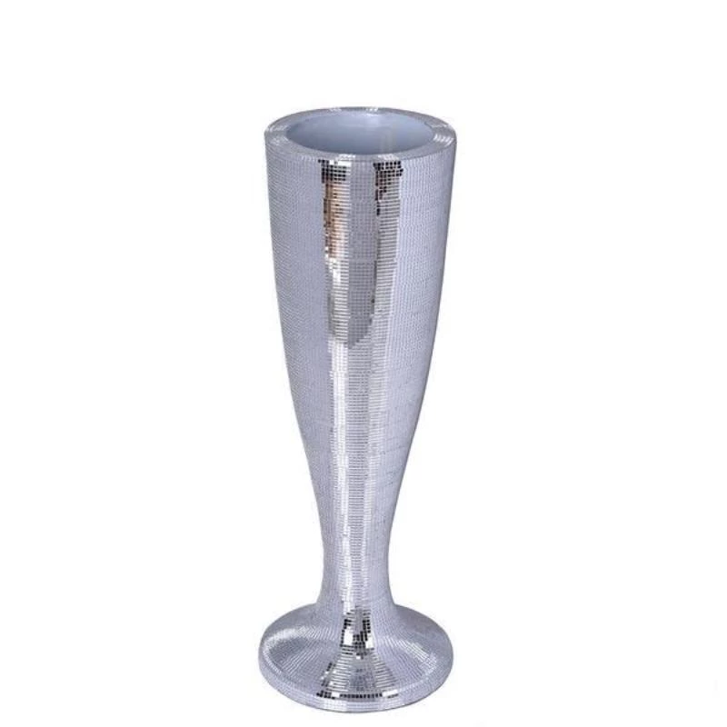 HIER_3620 Glass & Metal Floral Vases 32" Silver Polystone Trumpet Floor Mirrored Mosaic Vases 1 HIER_3620 Glass & Metal Floral Vases 32" Silver Polystone Trumpet Floor Mirrored Mosaic Vases