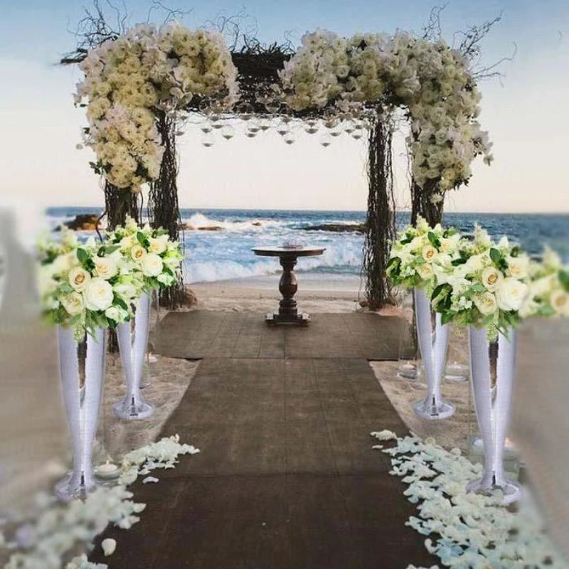 HIER_3620 Glass & Metal Floral Vases 32" Silver Polystone Trumpet Floor Mirrored Mosaic Vases 7 HIER_3620 Glass & Metal Floral Vases 32" Silver Polystone Trumpet Floor Mirrored Mosaic Vases