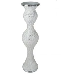 HIER_3620 40" Magical Mermaid Style Mirror Mosaic And Pearl Studded Floor Vase