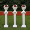 HIER_3620 4 Pack | 34" White Height Adjustable Empirical Roman Inspired Pedestal Column Plant Stand - PVC
