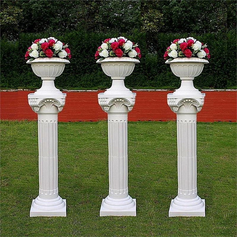 HIER_3620 4 Pack | 34" White Height Adjustable Empirical Roman Inspired Pedestal Column Plant Stand - PVC 1 HIER_3620 4 Pack | 34" White Height Adjustable Empirical Roman Inspired Pedestal Column Plant Stand - PVC