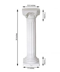 HIER_3620 4 Pack | 34" White Height Adjustable Empirical Roman Inspired Pedestal Column Plant Stand - PVC 13 HIER_3620 4 Pack | 34