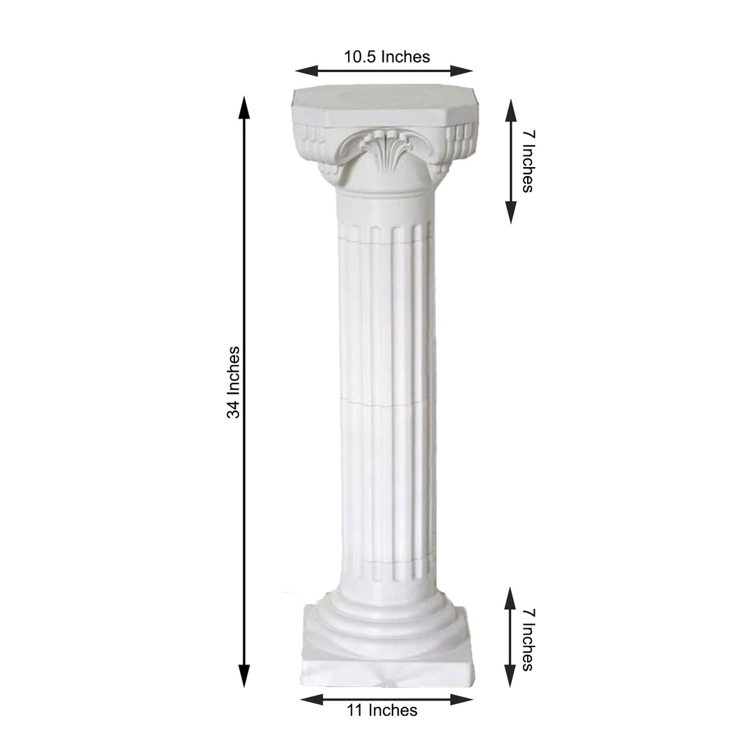 HIER_3620 4 Pack | 34" White Height Adjustable Empirical Roman Inspired Pedestal Column Plant Stand - PVC 3 HIER_3620 4 Pack | 34" White Height Adjustable Empirical Roman Inspired Pedestal Column Plant Stand - PVC