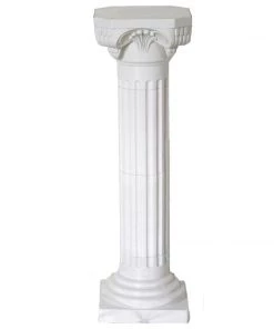 HIER_3620 4 Pack | 34" White Height Adjustable Empirical Roman Inspired Pedestal Column Plant Stand - PVC 21 HIER_3620 4 Pack | 34