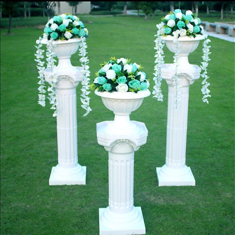 HIER_3620 4 Pack | 34" White Height Adjustable Empirical Roman Inspired Pedestal Column Plant Stand - PVC 2 HIER_3620 4 Pack | 34" White Height Adjustable Empirical Roman Inspired Pedestal Column Plant Stand - PVC