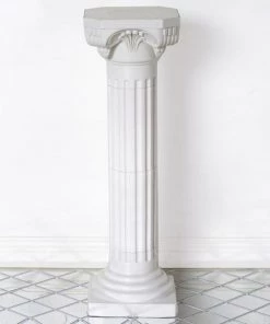 HIER_3620 4 Pack | 34" White Height Adjustable Empirical Roman Inspired Pedestal Column Plant Stand - PVC 19 HIER_3620 4 Pack | 34