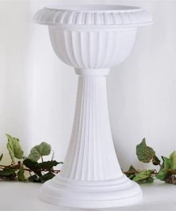 HIER_3620 4 Pack | White Italian Inspired Pedestal Stand | Flower Plant Pillar - 22
