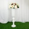 HIER_3620 2 Pack | White Crystal Beaded Pedestal Stand | French Inspired Plant Pillar With 10mm Crystal Studs - 32" Tall PVC Chargers & Centerpieces