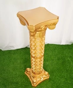 HIER_3620 4 Pack | Gold Crafted Venetian Inspired Pedestal Stand | Plant Pillar - 40" Tall PVC