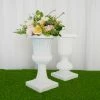 HIER_3620 2 Pack | 20" White Urn Planter, Floral Pedestal Flower Pot Plant Stand - PVC Chargers & Centerpieces