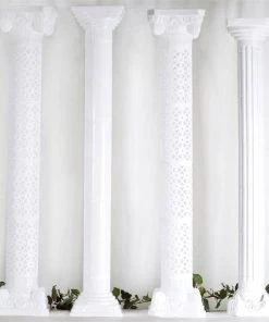 HIER_3620 Big Event Backdrops & Décor 4 Pack White Venetian Roman Inspired Pedestal Column Extension - PVC