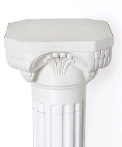 HIER_3620 4 Pack | 34" White Height Adjustable Empirical Roman Inspired Pedestal Column Plant Stand - PVC 16 HIER_3620 4 Pack | 34