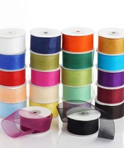 HIER_5140 25 Yard 1.5" DIY Peach Organza Ribbon With Mono Satin Edge - Clearance SALE