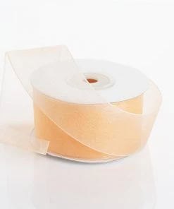 HIER_5140 25 Yard 1.5" DIY Peach Organza Ribbon With Mono Satin Edge - Clearance SALE