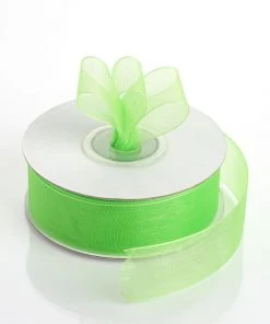 HIER_5140 Fabric Bolts & Bags 25 Yard 7/8" DIY Apple Green Organza Ribbon With Mono Edge 8 HIER_5140 Fabric Bolts & Bags 25 Yard 7/8