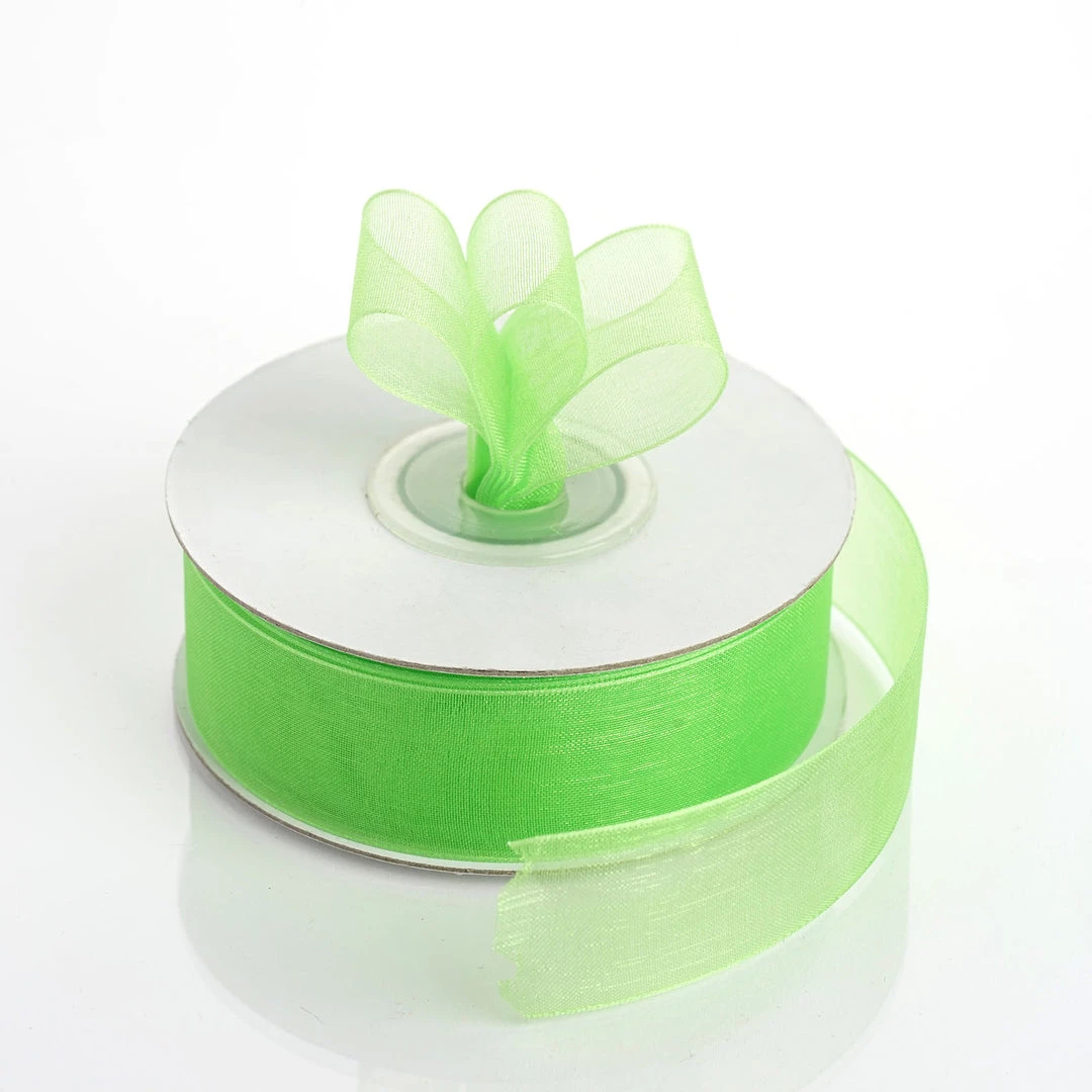 HIER_5140 Fabric Bolts & Bags 25 Yard 7/8" DIY Apple Green Organza Ribbon With Mono Edge 3 HIER_5140 Fabric Bolts & Bags 25 Yard 7/8" DIY Apple Green Organza Ribbon With Mono Edge