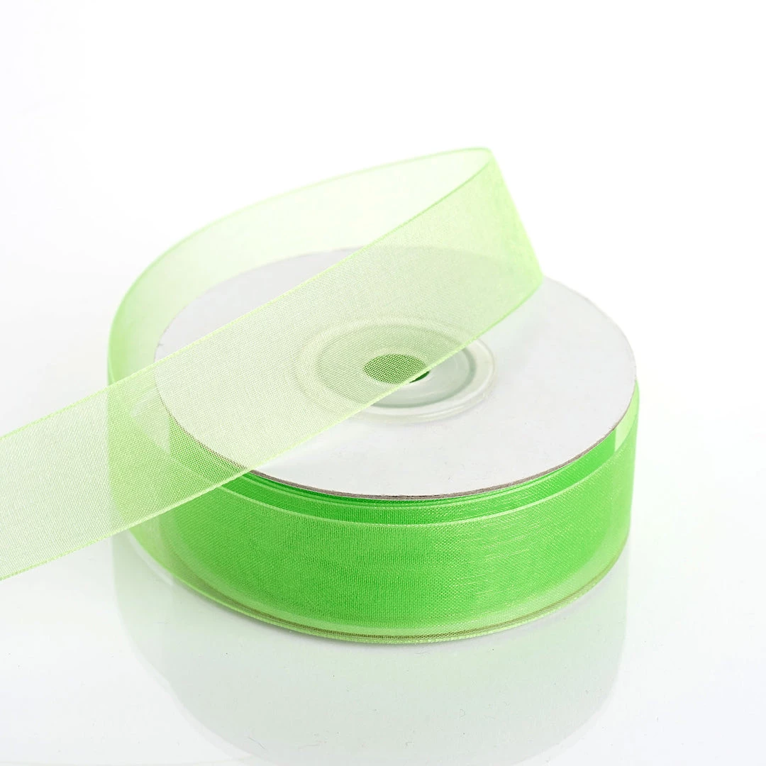 HIER_5140 Fabric Bolts & Bags 25 Yard 7/8" DIY Apple Green Organza Ribbon With Mono Edge 1 HIER_5140 Fabric Bolts & Bags 25 Yard 7/8" DIY Apple Green Organza Ribbon With Mono Edge