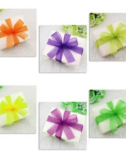 HIER_5140 Fabric Bolts & Bags 25 Yard 7/8" DIY Apple Green Organza Ribbon With Mono Edge