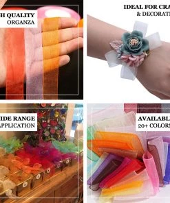 HIER_5141 25 Yard 7/8" DIY White Organza Ribbon With Mono Edge 9 HIER_5141 25 Yard 7/8