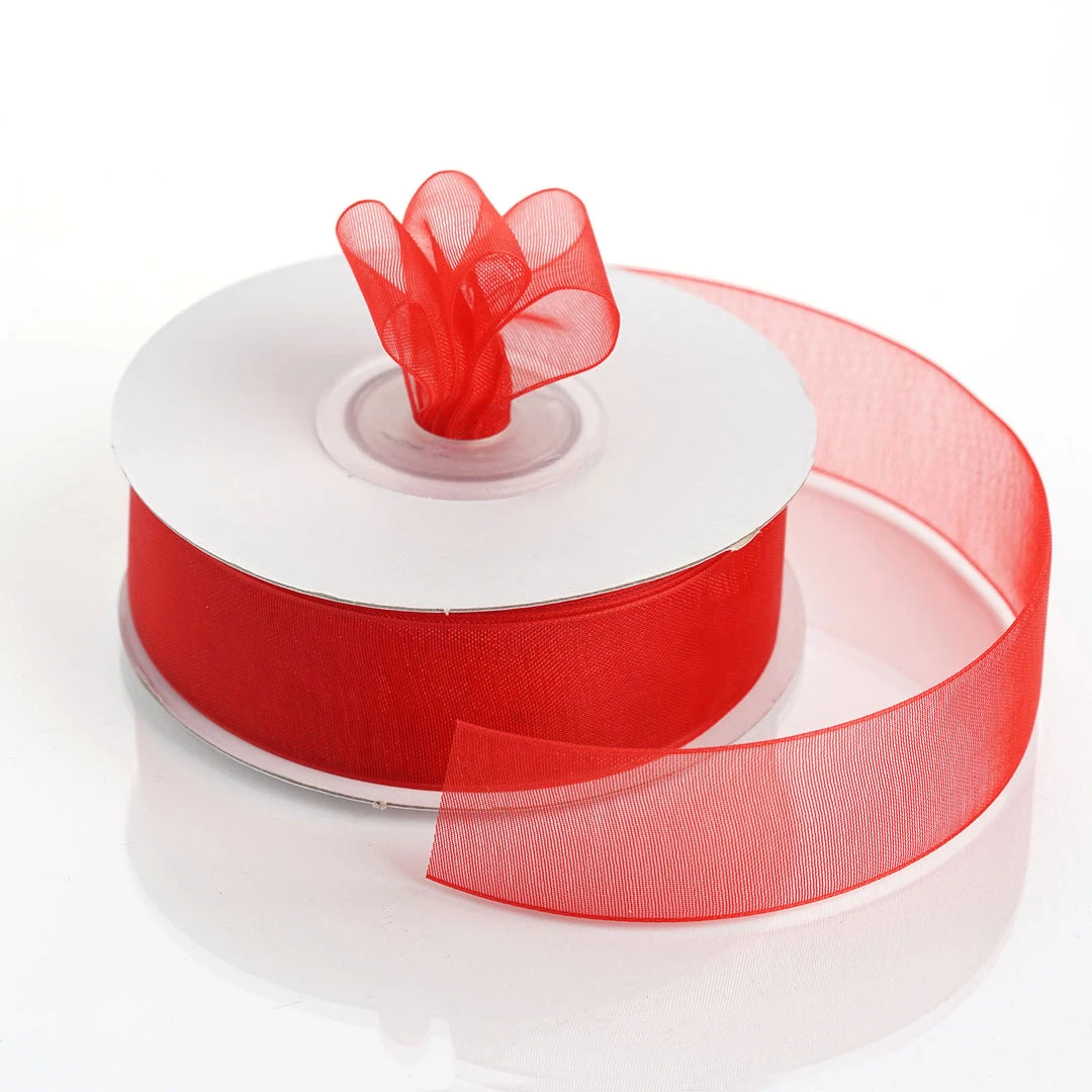 HIER_5141 25 Yard 7/8" DIY Red Organza Ribbon With Mono Edge Fabric Bolts & Bags 3 HIER_5141 25 Yard 7/8" DIY Red Organza Ribbon With Mono Edge Fabric Bolts & Bags