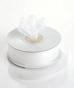 HIER_5141 25 Yard 7/8" DIY White Organza Ribbon With Mono Edge 8 HIER_5141 25 Yard 7/8