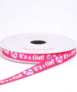 HIER_5140 10 Yards 3/8" Pink Printed Grosgrain Ribbon - Clearance SALE