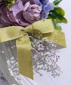 HIER_5146 50 Pcs | 4" Nylon Ribbon Bows With Twist Ties, Gift Basket Party Favor Bags Decor - Gold Glitter Design Tabletop Decor 12 HIER_5146 50 Pcs | 4