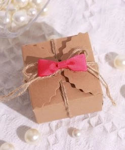 HIER_5146 Tabletop Decor 50 Pcs | 1.5" Fuchsia Grosgrain Pre Tied Ribbon Bows, Gift Basket Party Favor Bags Decor - Polyester