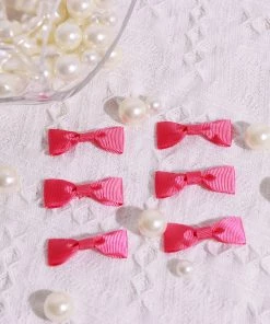 HIER_5146 Tabletop Decor 50 Pcs | 1.5" Fuchsia Grosgrain Pre Tied Ribbon Bows, Gift Basket Party Favor Bags Decor - Polyester